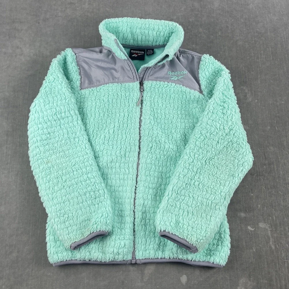 Reebok Youth M 10/12 Mint Green Full Zip Fleece Jacket High Pile Sherpa